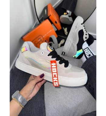 Hocks Puff Cinza e Branco