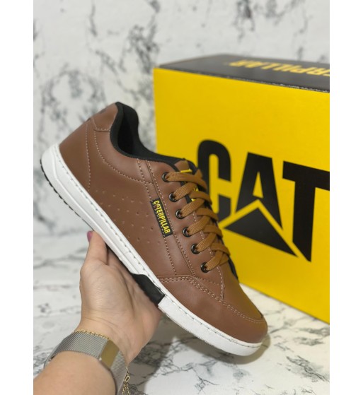 Sapatenis Caterpillar Branco e Marrom Claro