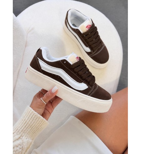 Vans KNU plataforma Marrom e Branco