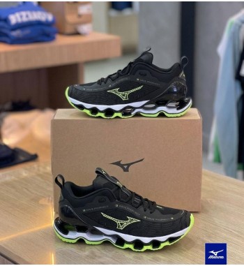 Mizuno Wave Prophecy preto, verde e cinza